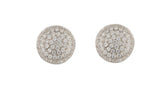 Center Raised Pave Setting CZ 925 Sterling Silver Earrings